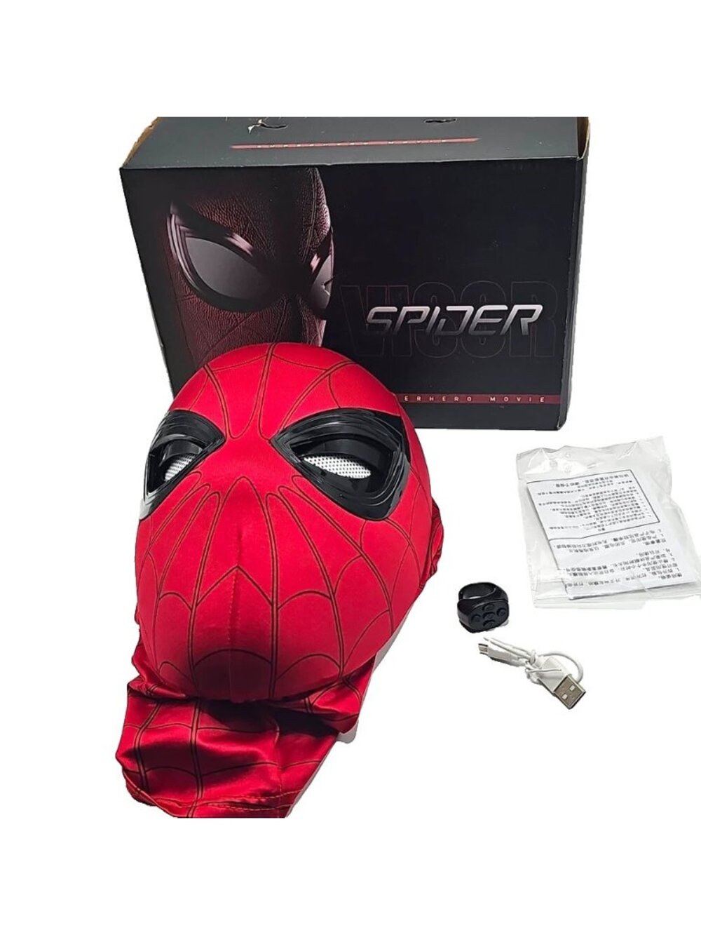 Spider-Man Visor Red/Black Full Face Mask  w/ Remote & USB Cable